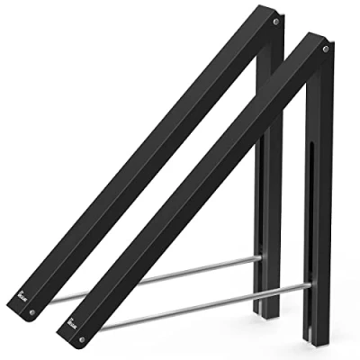 Image of Anjuer Wall Mounted Drying Rack Clothes Hanger Folding Coat Racks Aluminum Home Storage Organiser Space Savers Black