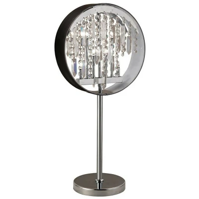 Image of Geo Table Lamp Black Shade 7 Light G4 Polished Chrome/Crystal, NOT LED/CFL Compatible