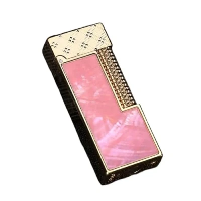Image of Metal kerosene lighter Caibei retro side slide old fashioned grinding wheel refillable lighter(Pink)