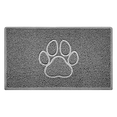 Image of Nicoman PAW Shape Cat Litter Box Mat, Dog Food Feeding Tray Matt, Non Slip, Easy Clean, Washable(75x44cm,Medium),GREY