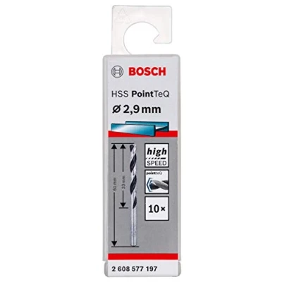 Image of Bosch Professional 10 Piece PointTeQ HSS Twist Drill Bit (for Metal, 2.9 x 33 61 mm, Driver Accessories)