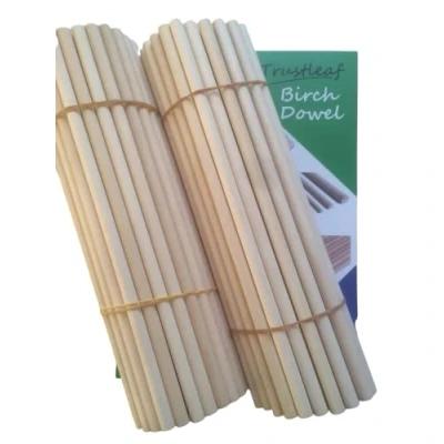 Image of Trustleaf 10mm x 30cm Birch Hardwood Wooden Dowels (100 Dowels)