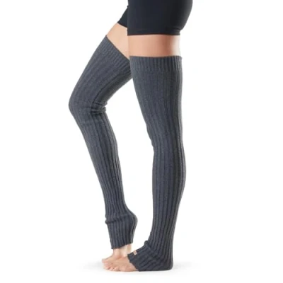 Image of ToeSox Toesl Unisex Adult Thigh High Leg Warmer Yoga, Pilates &amp; Casual Charcoal Grey, One Size
