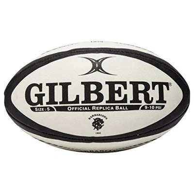Image of Gilbert Barbarians Replica Rugby Ball, Black/White, UK5