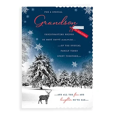 Image of Piccadilly Greetings Avant Garde Studios Photo Christmas Card Grandson 10 x 7 inches