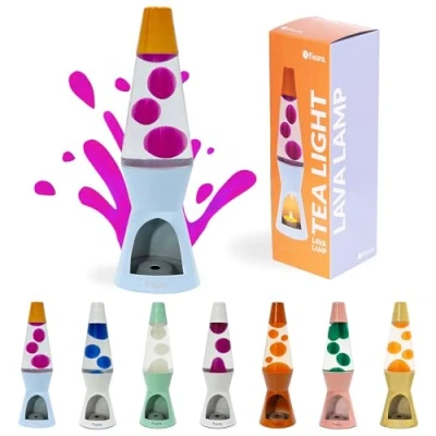 Image of FISURA Liquid Motion lamp with Candle Blue and Orange No Electricity Eco Friendly Decoration Unique Design Original Gift Dimensions: 29cm x 8.5cm (Candle Not Included)