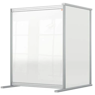 Image of Nobo Clear Acrylic Desk Divider, 1.4 m High, Free Standing Screen System, Premium, Plus 800 x 1000 mm, 1915497