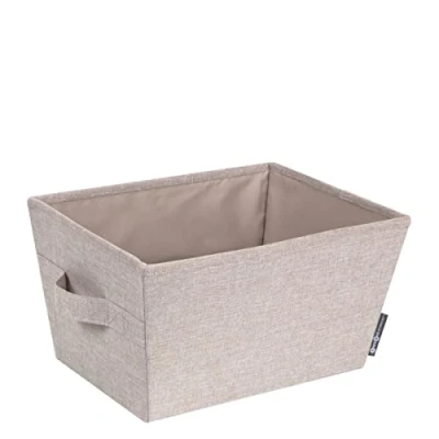 Image of Bigso Box of Sweden Foldable Storage for Home and Shelves Small Fabric Basket with Easy Carry Handles Bin Blankets, Towels, Toys More Beige
