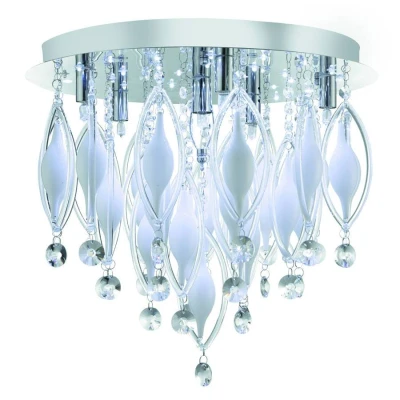 Image of Spindle LED 6 Light Flush Ceiling Chrome and Glass with Remote, G9