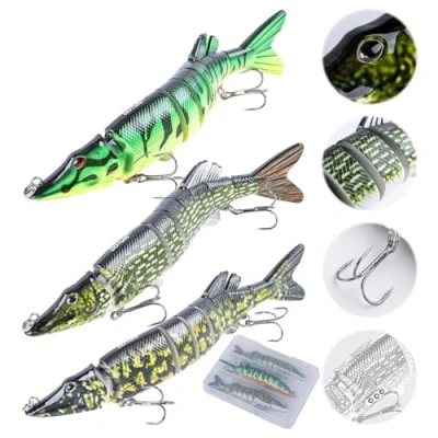 Image of Goture 3 Pcs Slow Sinking Bass Fishing Lure, Lures for Freshwater and Saltwater, Lifelike Swimbait Trout Crappie, 5 Inches