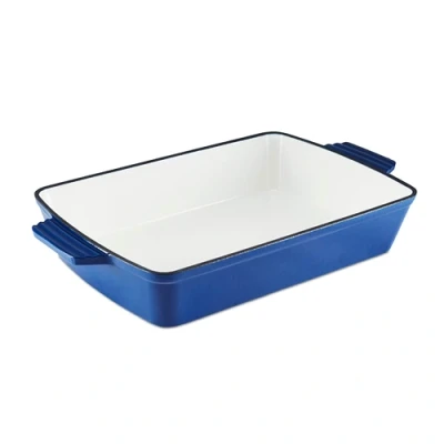 Image of Barbary &amp; Oak Foundry 39cm Cast Iron Roaster Limoges Blue