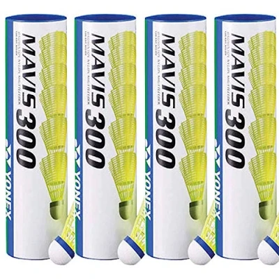 Image of YONEX Mavis 300 Nylon Shuttlecocks 1/2 Dozen (Yellow, 4 Tubes)
