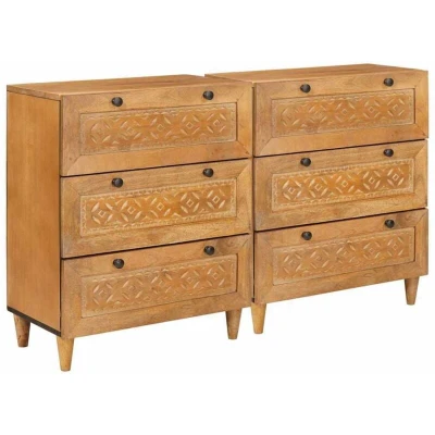 Image of vidaXL Sideboard 2 pcs Brown 60 x 33 75 cm Solid mango wood