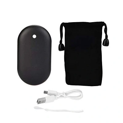 Image of TOPINCN Hand Warmer Multifunctional Portable Cobble Pattern Blast Proof Power Bank USB Recharge Small Heater(Black)