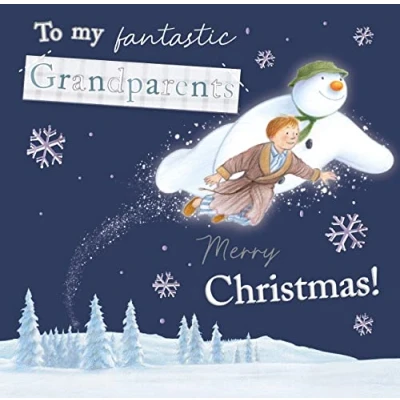 Image of Official Snowman Grandparents Christmas Card, Nan And Grandad Card The Snowdog