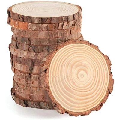 Image of Natural Wood Slices, Slices 10 Pcs 12 14cm NO Hole Unfinished Log Wooden Circles for Art Creation DIY Crafts Wedding Decorations Christmas Ornaments