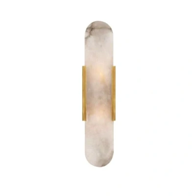 Image of White Marble Wall Sconce Alabaster Sleek and Unique Light Bathroom Vanity Fixture Long Industrial Bedroom Lamp Modern Lighting for Living Room Hallway Porch Staircase