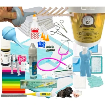 Image of Warwick Whelping Boxes® Deluxe Puppy kit with 250g Lactol Milk &amp; 12 x Ancol ID Band Collars