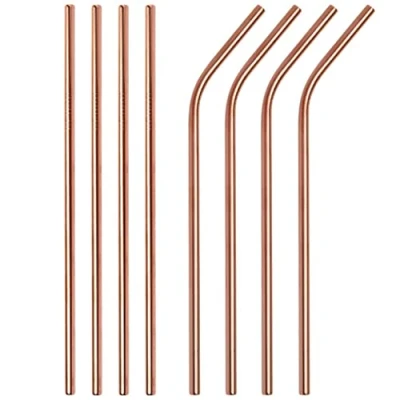 Image of Xample® 8 Pcs J Color Metal Drinking Straws Stainless Steel Long Dishwasher Safe, Reusable
