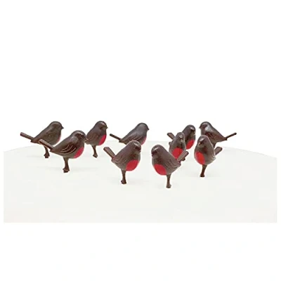 Image of Anniversary House 10pcs Robin Plastic Cake Topper Picks Christmas Decorations, Toppers, Yule Log Traditional Non Edible BX020 UK