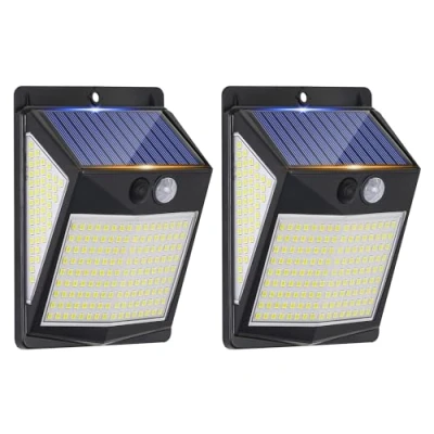 Image of Solar Lights Outdoor, 238 LED Security &amp; 3 Modes Motion Sensor, 270 Wide Angle Lights, IP65 Waterproof Wall Light (2 Pack)