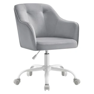 Image of SONGMICS Office Chair, Swivel Desk Makeup Vanity Adjustable Height, Armrests, 110 kg Load, Velvet, Home Office, Study, Bedroom, Dove Grey OBG019G13