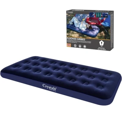 Image of Crystals Single Blow Up Air Bed, Quick Inflatable Camping Mattress Bed Waterproof Airbed, Beds for Adults &amp; Kids