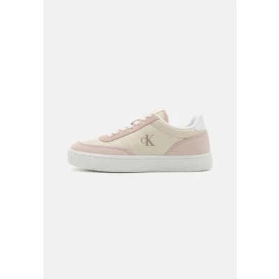 Image of Calvin Klein Jeans Classic Cupsole Trainers, Women&#039;s, Size: 4, Creamy white/whisper pink/white Leather and textile