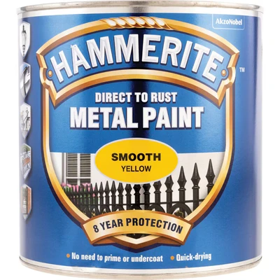 Image of Hammerite 5084877 042 Hammered Metal Paint, 2.5 Liter, Smooth Yellow