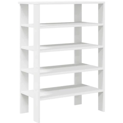Image of vidaXL Engineered Wood Shoe Rack White, 61x32x87.5 cm Entryway Organizer with Shelves Modern Storage Solution