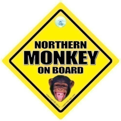 Image of Northern Monkey Car Sign, on Board, Bumper Sticker, Baby Board