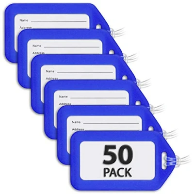 Image of MIFFLIN Luggage Tags (Blue, 50 PK), Bag Tag for Baggage, Suitcase Bulk