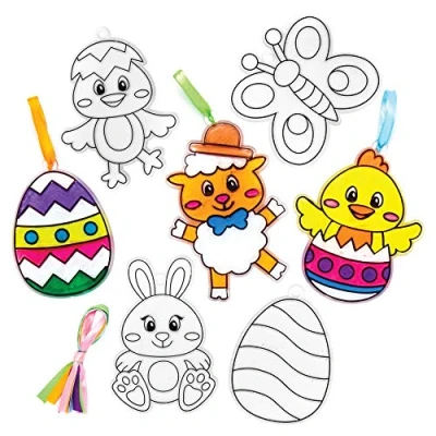 Image of Baker Ross Easter Egg Suncatcher Decorations Pack of 10, Crafts for Kids (AX753)