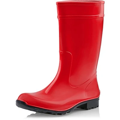 Image of Ladeheid Women&#039;s Rubber Wellington Boots with Calf LA 968 (Red/Black, EU 39 = UK 6)