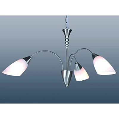 Image of 3 Way Satin Chrome Ceiling Light with Opal White Glass Shades