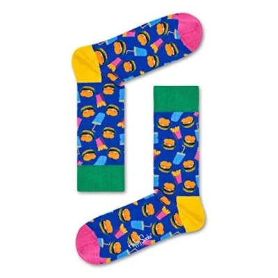 Image of Happy Socks Unisex Hamburger Socks, Blue, 10 Jul UK