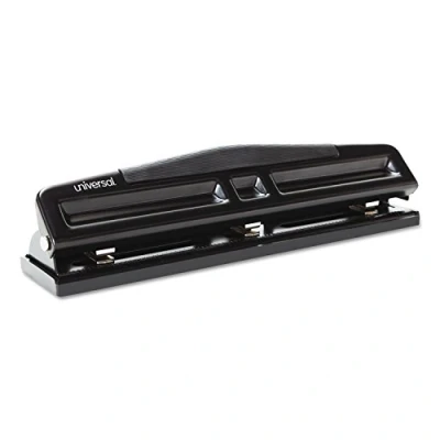 Image of Universal UNV74323 Deluxe Hole Punch 12 Sheets 2 and 3 Adjustable 9/32 Inch Black