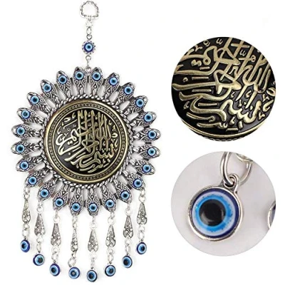 Image of HEEPDD Blue Evil Eye, Turkish Glass Beads Pendant Amulet Wall Hanging Ornament for Home and Office Housewarming Gift