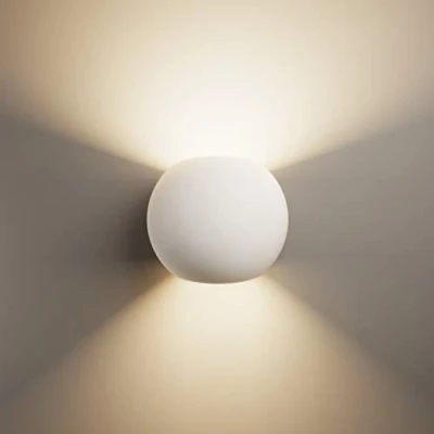 Image of LightHub Up/Down Gypsum Plaster Indoor Paintable Wall Uplight G9 Round Sconce Light Fitting White (No LED Bulb)