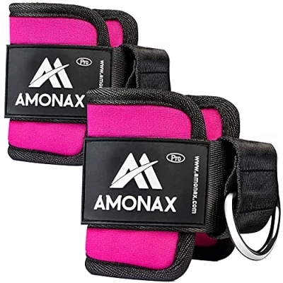 Image of Amonax Ankle Straps for Cable Machines Cuffs Machine Attachments, Gym Strap Attachment Training and Workout at Home 2 pieces, Pink