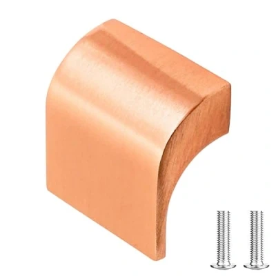 Image of Decoranddecor Amory Curved Square Knob Pull Handle for Cupboard Cabinet Zinc 32mm Hole Centre (Matt Rose, 1 Pack)