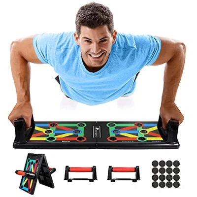 Image of ROMIX Push Up Board, 12 in 1 Multifunctional Portable Press Pushup Stand, Muscle Board Rack Strength Training Fitness Equipment for Home Gym Exercise Body Building Workout