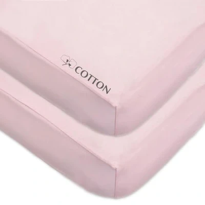 Image of American Baby Company 2 Pack Fitted Crib Sheets 28&quot; x 52&quot;, Soft Breathable Neutral 100% Cotton Jersey Sheet, Pink Stars/Zigzag, for Boys and Girls, Fits Toddler Bed mattresses