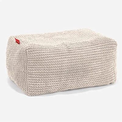 Image of Lounge Pug Pom Bean Bag Footstool Small IVORY (Size 20cm H x 35cm D 45cm Wide)