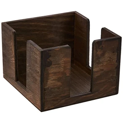 Image of Wooden Cocktail Napkin Caddy Bar Top Organiser to Hold up 100 Napkins