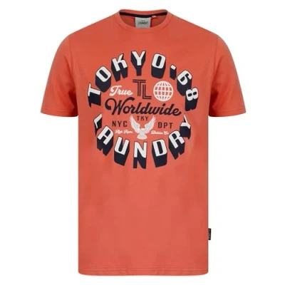 Image of Tokyo Laundry Crossing Motif Cotton Jersey T Shirt in Faded Peach L