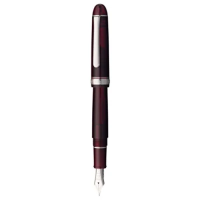 Image of PLATINUM Japanese Fountain Pen #3776 Century Rhodium Bourgogne C/Red / 0.54 0.64mm Handmade 14k Gold Nib/with Gift Box/Fountain