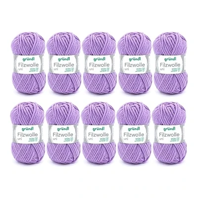 Image of Gründl Wool Uni, package: 10 balls à 50 g, wool, lilac, 31 x 32 7.5 cm