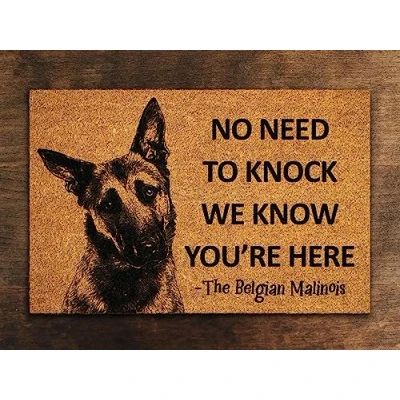 Image of Ensound Belgian Malinois Doormat,Belgian Shepherd Mat,No Need to Knock Doormat,Welcome Dog Breed Mat 24x16 Inch