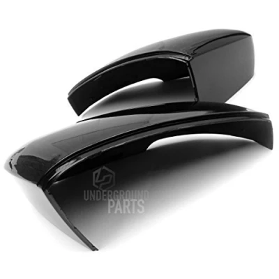 Image of UNDERGROUND PARTS Pair Left Passenger Nearside &amp; Right Offside Drivers Side Door Wing Mirror Covers Caps Casing Gloss Black